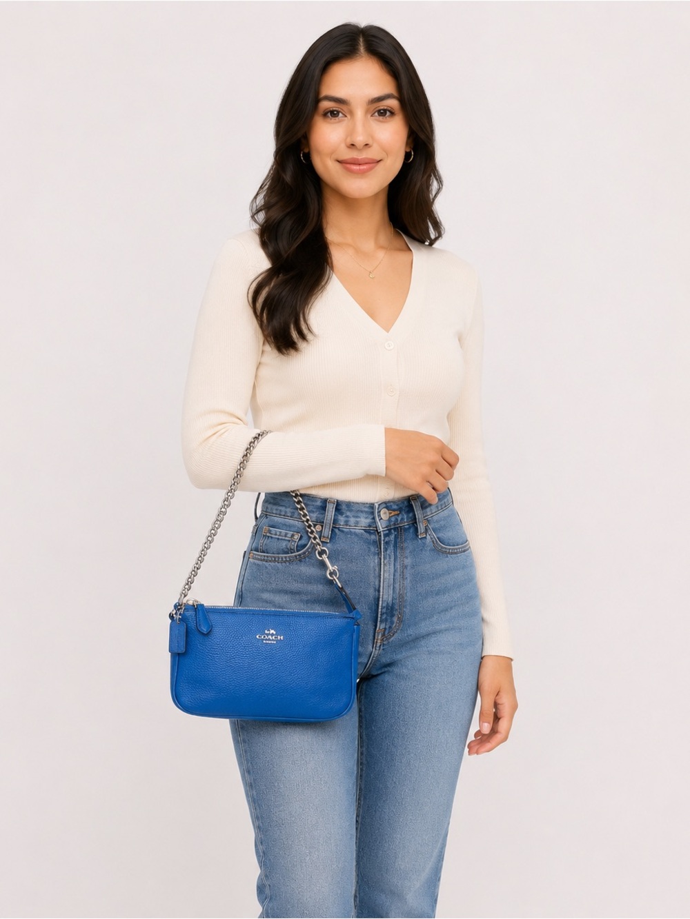 Coach Nolita 19 Pebbled Leather Lapis Blue Shoulder Bag NWT